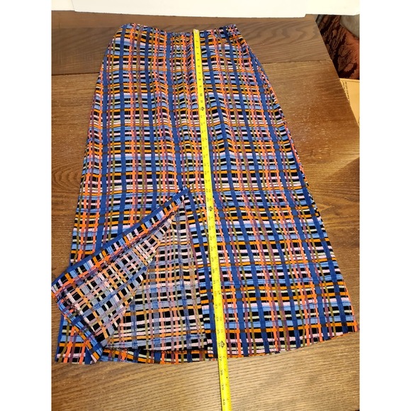 Vintage Express Rayon Basketweave Plaid Maxi Skirt Size 7/8 Juniors USA Womens S - Picture 12 of 16